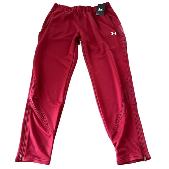 NWT Under Armour Womens XS UA Command Warm Up Pants Maroon Stretch Activewear - Picture 9 of 10